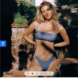 Montce metallic blue bikini top Size M